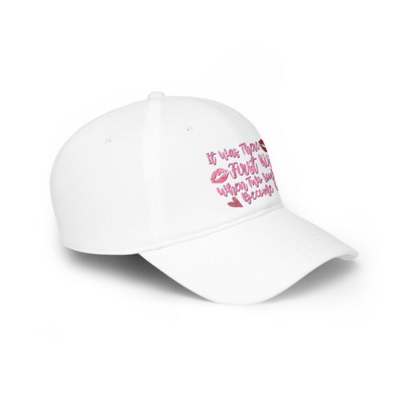 First kiss and happy endings. Low Profile Baseball Cap - Image 2