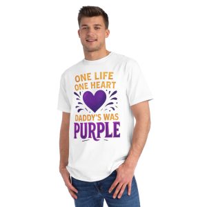 Heartfelt Tribute T-Shirt, one life one heart shirt, remembrance shirt, dad memorial shirt, purple heart tee, organic cotton t-shirt