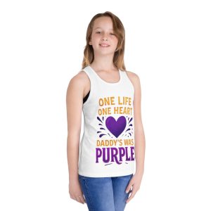 Heartfelt Kid's Jersey Tank Top - 'One Life One Heart, Daddy's Was Purple' | Memorial, Tribute, Gift, Summer Wear, Outdoor Activities