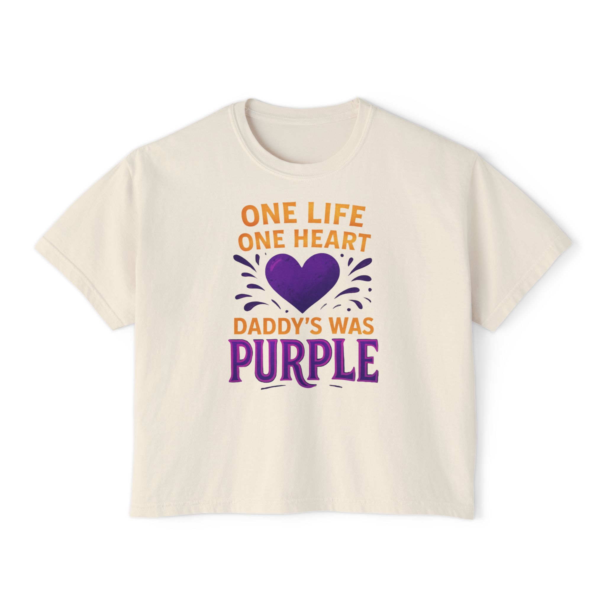 Heartfelt Purple Women's Boxy Tee, Casual Gift, Memorial Day, Soft Cotton T-Shirt, Summer Style, Loving Tribute - Image 2
