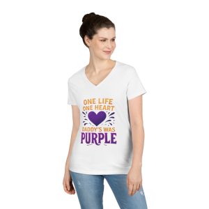 Purple Heart Memorial V-Neck T-Shirt for Grieving Daughters, Remembrance Gift, Grief Support, Soft Casual Tee, Father's Day Tribute