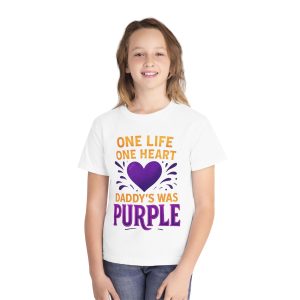 Purple Heart Tribute Youth Tee, Grief Support Shirt, Memorial Gift, Dad Mom Comfort Apparel, Heartfelt Youth T-Shirt