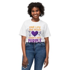 Purple Heart Memory T-Shirt, Grief Support Tee, Dad Tribute Shirt, Inspirational Cotton Top, Memorial Day Gift