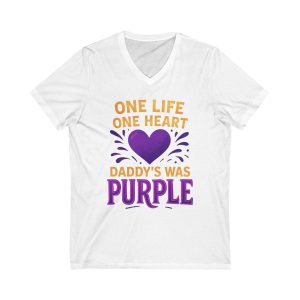 Purple Heart Memorial T-Shirt, Grief Support Tee, Loss of Loved One Shirt, Remembering Dad Gift, Unisex V-Neck Tee