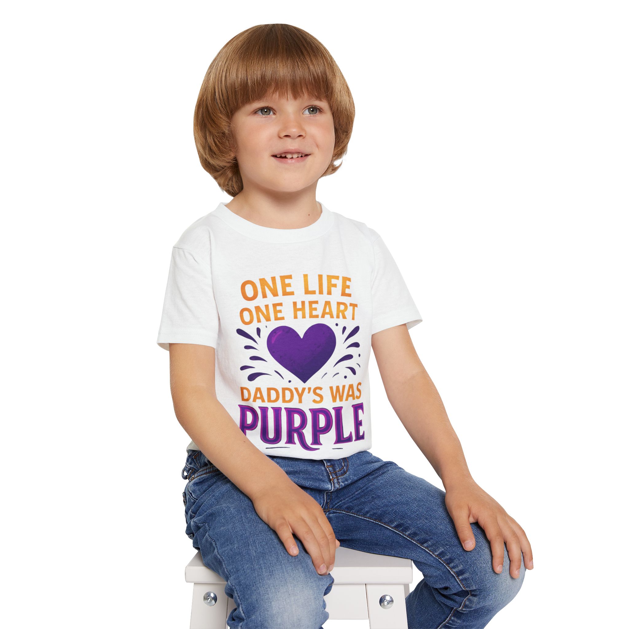 Purple Heart Toddler T-shirt, Kids Memorial Shirt, Daddy's Angel Shirt, One Life One Heart Tee, Grief Support Clothing