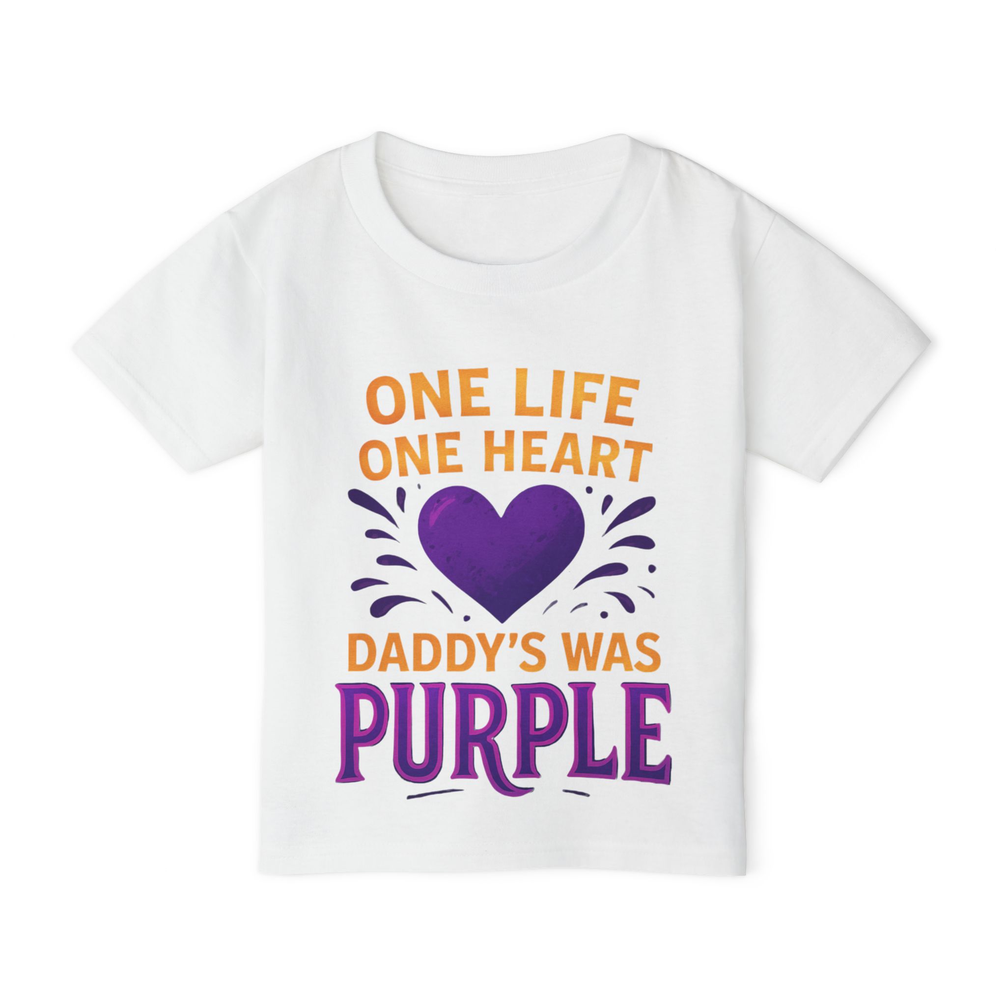 Purple Heart Toddler T-shirt, Kids Memorial Shirt, Daddy's Angel Shirt, One Life One Heart Tee, Grief Support Clothing - Image 2
